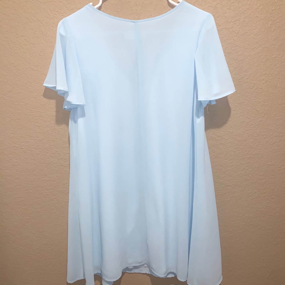 Riff Raff Flutter Sleeve V-neckline Dress Blue - Picture 7 of 7